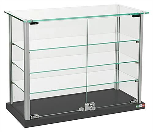 Glass Showcase w/ Clear Glass Top & (3) Shelves, (2) Locking Door - Black Glass Showcase W/ Clear Glass Top & (3) Shelves, (2) Locking Door - Black -Displays2go Shop 165antbv.rw preview