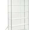 37" Glass Display Case W/5 Shelves, 2 Top Lights, Hidden Wheels & Hinged Door -Silver