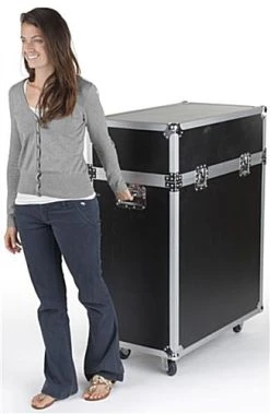 Portable Display Case W/Top & Side Lights, Locking Hinged Door, Carrying Case - Black -Displays2go Shop 2tcaseblkl.ra6 preview