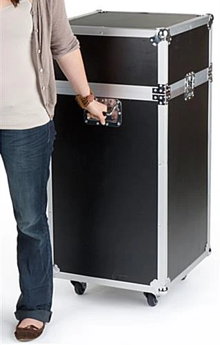 Portable Display Case w/Top & Side Lights, Locking Hinged Door, Carry Case - Silver Portable Display Case W/Top & Side Lights, Locking Hinged Door, Carry Case - Silver -Displays2go Shop 2tcaseslvs.ra1 preview