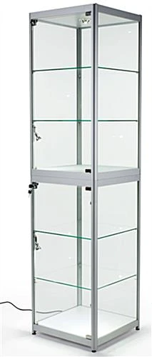 Portable Display Case w/Top & Side Lights, Locking Hinged Door, Carry Case - Silver Portable Display Case W/Top & Side Lights, Locking Hinged Door, Carry Case - Silver -Displays2go Shop 2tcaseslvs.ra5 preview