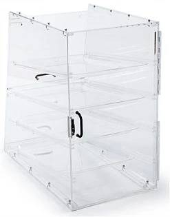 Acrylic Food Display Case For Bakery, (4) Trays, Knock Down Design -Displays2go Shop ac4try2fbdr nudeback preview