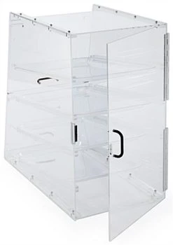 Acrylic Food Display Case For Bakery, (4) Trays, Knock Down Design -Displays2go Shop ac4try2fbdr nudebackopen preview