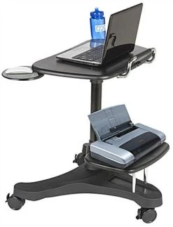 Height Adjustable Laptop Stand, Printer Shelf, Mouse Pad & Cup Holder - Black -Displays2go Shop adtmwsa1.ra2 preview