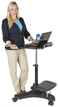Height Adjustable Laptop Stand, Printer Shelf, Mouse Pad & Cup Holder - Black -Displays2go Shop adtmwsa1.ra4 preview