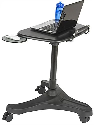 Height Adjustable Laptop Stand, Mouse Pad & Cup Holder - Black Height Adjustable Laptop Stand, Mouse Pad & Cup Holder - Black -Displays2go Shop adtmwsb2.ra2 preview