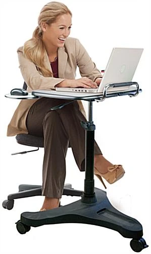 Height Adjustable Laptop Stand, Mouse Pad & Cup Holder - Black Height Adjustable Laptop Stand, Mouse Pad & Cup Holder - Black -Displays2go Shop adtmwsb2.ra3 preview