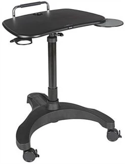 Height Adjustable Laptop Stand, Mouse Pad & Cup Holder - Black