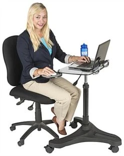Height Adjustable Laptop Stand, Mouse Pad & Cup Holder – Black -Displays2go Shop adtmwsc3.ra3 preview