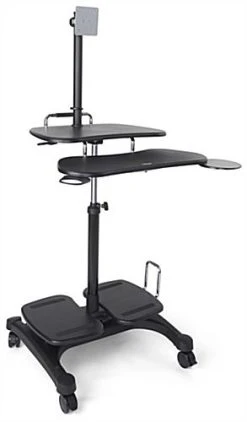 Sit/Stand Computer Workstation, For Monitors Up To 27”, CPU & Printer Shelves– Black