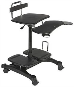 Height Adjustable Laptop Stand For 27” Monitors, Keyboard Shelf & Mouse Pad - Black