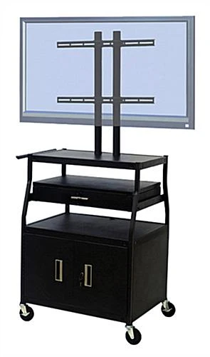 TV Cart with Storage Cabinet & Drawer, with Mount for Monitors up to 52"- Black TV Cart With Storage Cabinet & Drawer, With Mount For Monitors Up To 52"- Black -Displays2go Shop av2spcvfl.ra1 preview