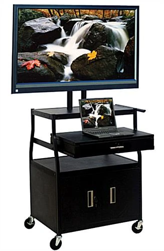 TV Cart with Storage Cabinet & Drawer, with Mount for Monitors up to 52"- Black TV Cart With Storage Cabinet & Drawer, With Mount For Monitors Up To 52"- Black -Displays2go Shop av2spcvfl.rw preview