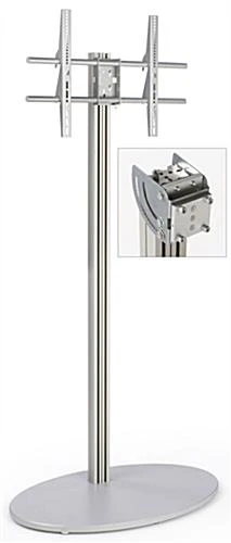 TV Stand With Oval Base, Fits Monitors 42โ To 60โ, Tilting Bracket โ Silver