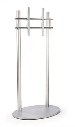 TV Stand With Poster Holder, Fits Monitors 42 To 60-Inch, Oval Base - Silver