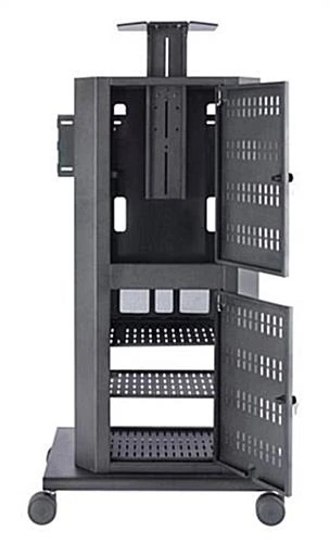 TV Cart with Mount for Monitors 55", Storage Cabinet, Camera Shelf - Black TV Cart With Mount For Monitors 55", Storage Cabinet, Camera Shelf - Black -Displays2go Shop avt800s.ra1 preview