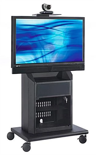 TV Cart with Mount for Monitors 55", Storage Cabinet, Camera Shelf - Black TV Cart With Mount For Monitors 55", Storage Cabinet, Camera Shelf - Black -Displays2go Shop avt800s.rw preview