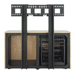 TV Stand For Monitors Up To 70" W/ Cabinet Storage - Mahogany -Displays2go Shop avtcrd2v.ra3 preview