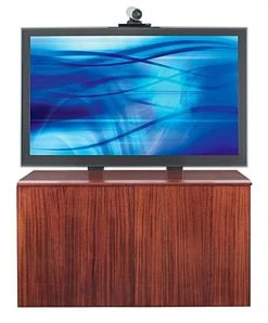 TV Stand For Monitors Up To 70" W/ Cabinet Storage - Mahogany