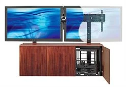 TV Stand For Monitors Up To 103" W/ Cabinet Storage - Mahogany