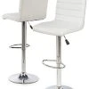 Adjustable Stool W/ Leatherette Seat, 360° Swivel, Backrest, Set Of 2 - White