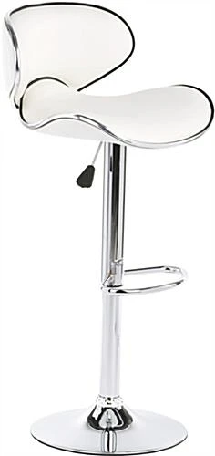 Adjustable Height Stool W/ Leatherette Seat, 360 Degree Swivel, Backrest - White