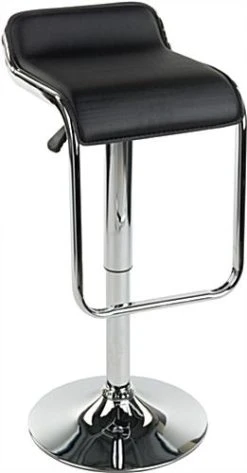 Adjustable Stool W/ Leatherette Seat, 360 Degree Swivel, Lip Back. Footrest - Black