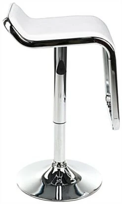 Adjustable Stool W/ Leatherette Seat, 360 Degree Swivel, Lip Back, Footrest - White -Displays2go Shop brstlpub2w.ra2 preview
