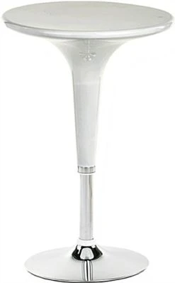 24” Round Cocktail Table, Height Adjustable, 360 Degree Swivel - White