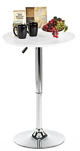 23.5” Round Cocktail Table, Height Adjustable - White 23.5” Round Cocktail Table, Height Adjustable - White -Displays2go Shop brtblwa1.ra2 preview