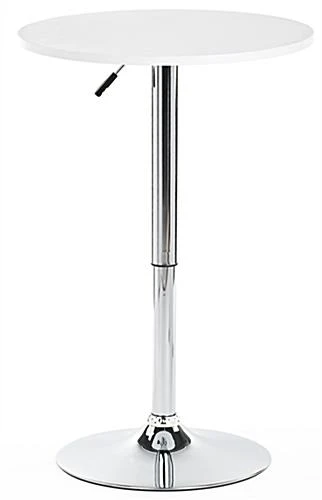 23.5” Round Cocktail Table, Height Adjustable - White 23.5” Round Cocktail Table, Height Adjustable - White -Displays2go Shop brtblwa1.rw preview