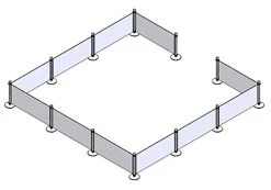 Café Barrier System W/ 11 Banners & 12 Stanchions - Black -Displays2go Shop cafe11bnr12.ra4 preview 1