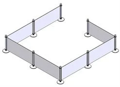 Café Barrier System W/ 7 Custom Banners (1 Color Printing) & 8 Stanchions - Blue -Displays2go Shop cafe7bnr8.ra4 preview