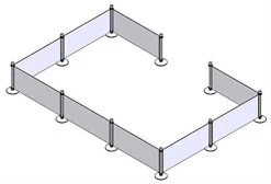 Café Barrier System W/ 9 Custom Banners (1 Color Printing) & 10 Stanchions - Black -Displays2go Shop cafe9bnr10.ra4 preview 1