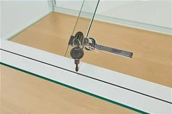 48"w Locking Display Table W/ Tempered Glass Canopy, Sliding Door, LED Light - White -Displays2go Shop casadc.ra10 preview