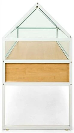 48"w Locking Display Table W/ Tempered Glass Canopy, Sliding Door, LED Light - White -Displays2go Shop casadc.ra2 preview