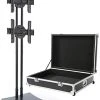 Dual TV Stand W/ 2 Rotating Brackets, Monitors 32” – 70”, Travel Case - Black