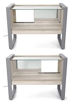 47" Tempered Glass Display Case, Top LED Lights, Locking Sliding Door - Gray -Displays2go Shop clmodc1.ra10 preview