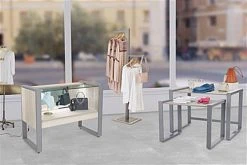 47" Tempered Glass Display Case, Top LED Lights, Locking Sliding Door - Gray -Displays2go Shop clmodc1.ra11 preview