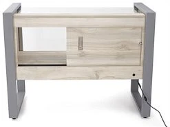 47" Tempered Glass Display Case, Top LED Lights, Locking Sliding Door - Gray -Displays2go Shop clmodc1.ra2 preview