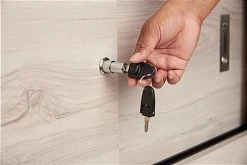 47" Tempered Glass Display Case, Top LED Lights, Locking Sliding Door - Gray -Displays2go Shop clmodc1.ra7 preview