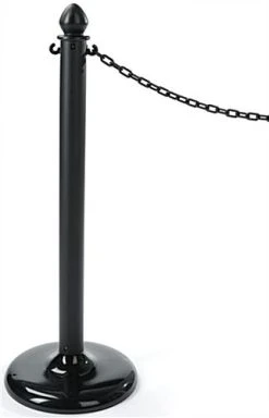QueuePole.Outdoor Black Stanchion Post With 6.5’ Black Linked Chain