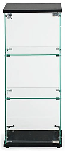 Countertop Display Case W/ Tempered Glass Shelves & Locking Door - Black