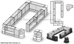 Store Counter Configuration W/ 17 Components, Tempered Glass Shelves & Black Finish