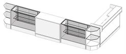 Retail Counter Configuration W/ 6 Components, White Finish & Tempered Glass Shelves