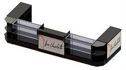 Black Store Counter Configuration W/ 7 Components, Custom Printed Graphic Panels
