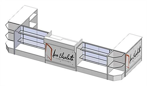 White Store Counter Configuration w/ 7 Components, Custom Printed Graphic Panels White Store Counter Configuration W/ 7 Components, Custom Printed Graphic Panels -Displays2go Shop cw7aewhcg.rw preview