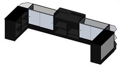 Store Counter Configuration W/ 7 Components, Black Finish & Tempered Glass Shelves -Displays2go Shop cw7c5.ra2 preview