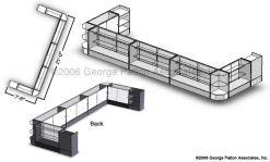 Store Counter Configurations W/ 9 Components, Black Finish & Adjustable Glass Shelves