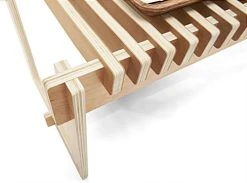 60" W Slatted Bench With Collapsible Design, Eco-Friendly Poplar Wood - Natural -Displays2go Shop dbsben1.r6 preview